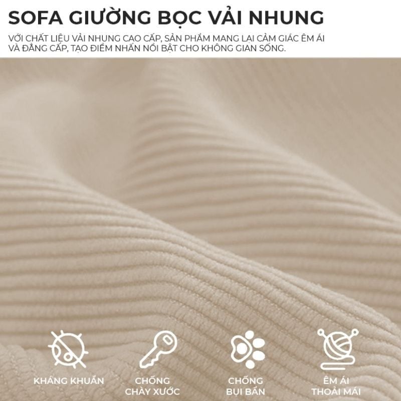 Ghế sofa giường nhung thông minh- GC46