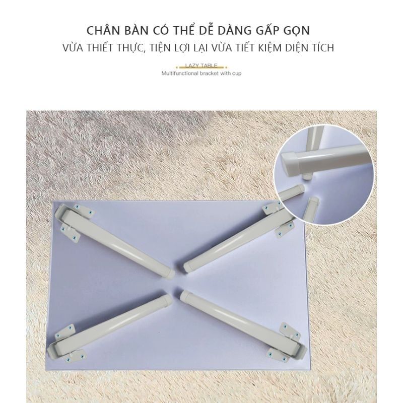 Bàn học gấp gọn chân vuông mặt trắng - GP154