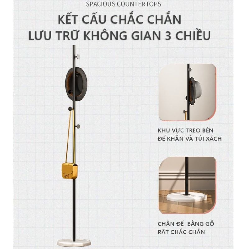 Cây treo quần áo móc mặt bích tròn tiện lợi - GM92