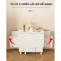 Bàn ăn thông minh trắng, có bánh xe di chuyển dễ dàng, tiện lợi - GP372