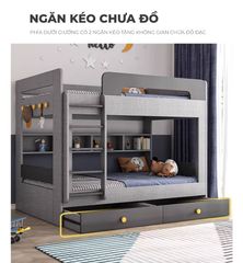 Giường tầng trẻ em, đa năng, với ngăn kéo và tủ đựng đồ tiện dụng - GP362
