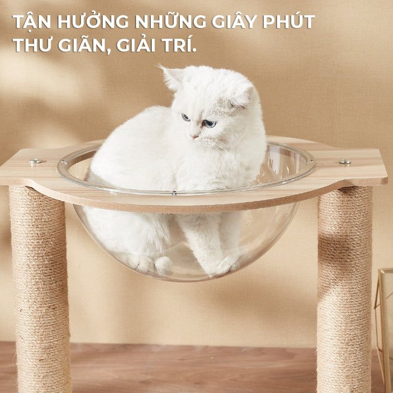 Ổ mèo D32 có chân đế chắc chắn, đa năng kèm trụ cào móng - GU6