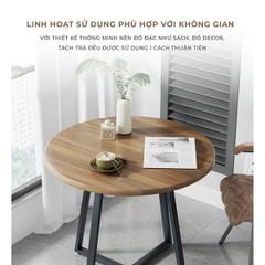 Bàn trà gỗ tròn chân sắt GM85