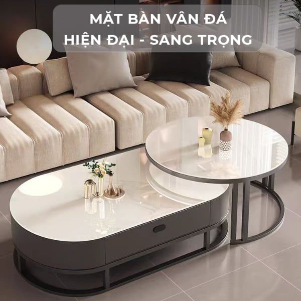 Bàn trà sofa elip TC khung đen GM149