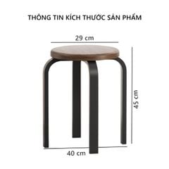 Ghế chân sắt mặt gỗ màu óc chó - GM104