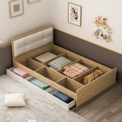 Giường đơn có ngăn kéo vân gỗ trắng 1m6x2m GP239