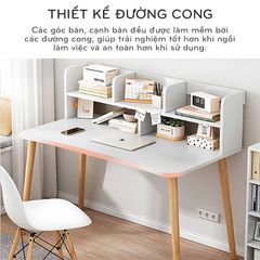 Bàn làm việc chân gỗ có giá để sách 2 tầng - GP197