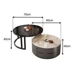Bàn trà sofa đôi mặt vân đá tròn khung sắt có ngăn kéo - GM148