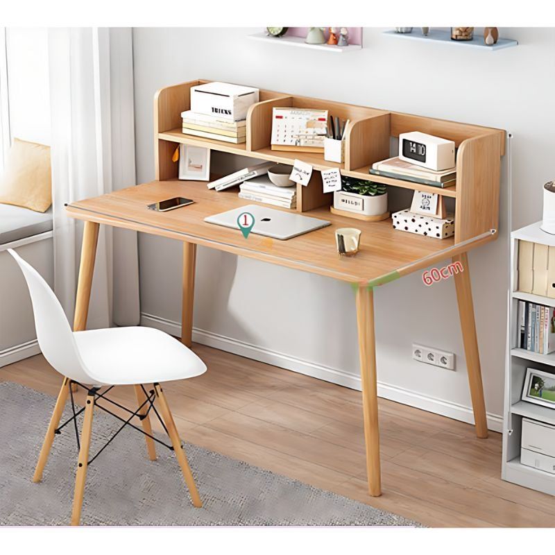 Bàn làm việc chân gỗ có giá để sách 2 tầng - GP197