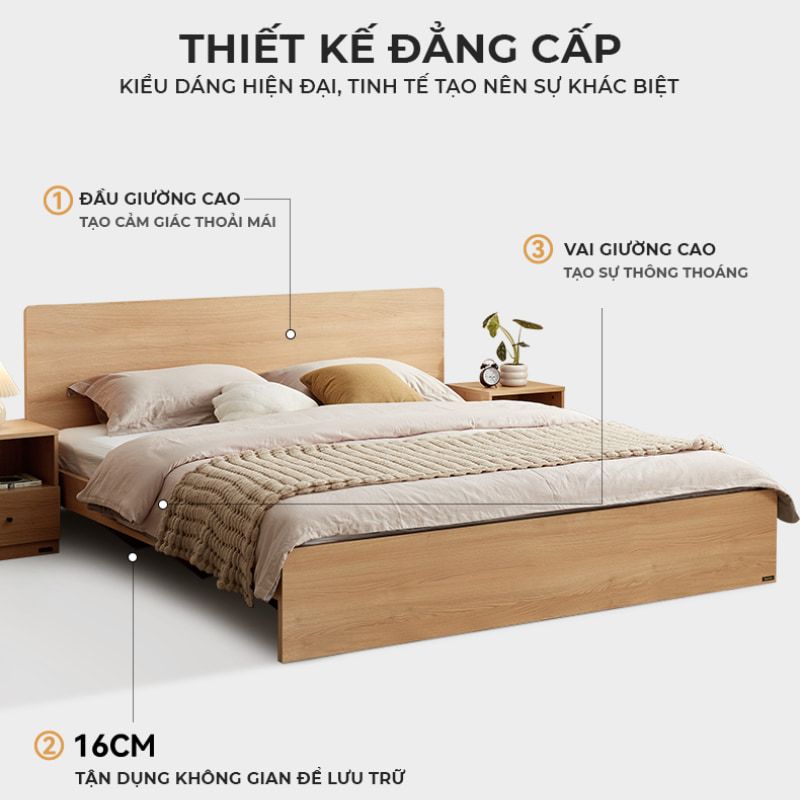 Giường đôi sang trọng kiểu dáng tinh tế hiện đại - GP338