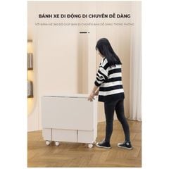 Bàn ăn thông minh trắng, có bánh xe di chuyển dễ dàng, tiện lợi - GP372