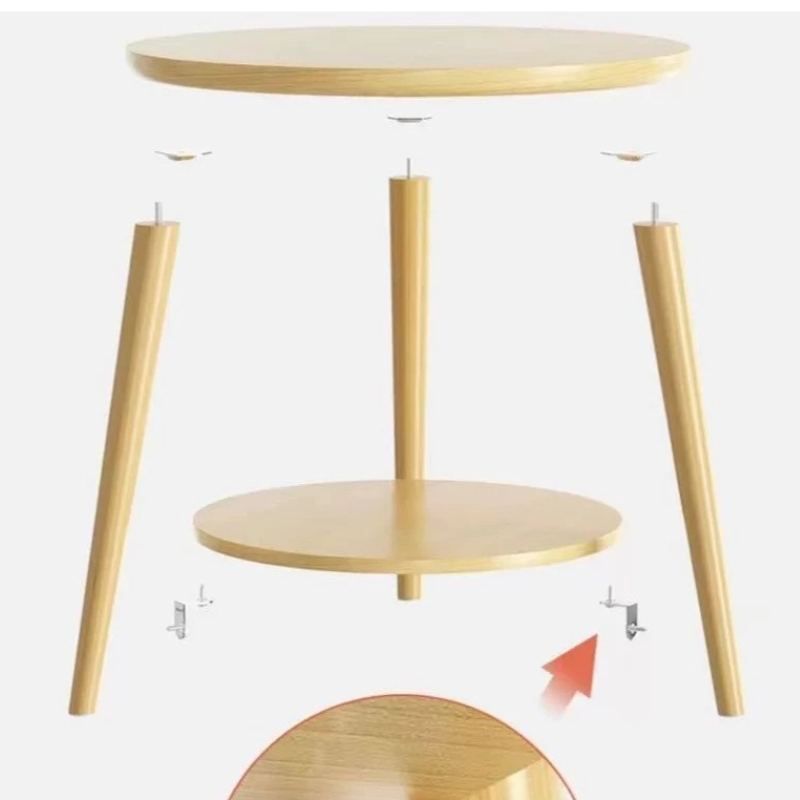 Bàn Trà Tròn Chân Gỗ 2 Tầng GP54