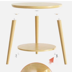 Bàn Trà Tròn Chân Gỗ 2 Tầng GP54