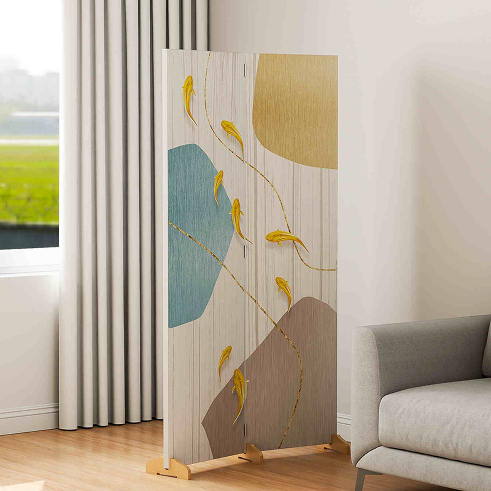 Bình phong 2 tấm canvas Nghệ thuật Cá Vàng - GP407