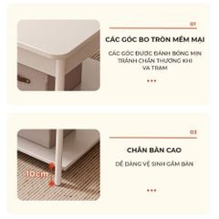 Bàn trà chữ nhật cafe 2 tầng full trắng - GM137