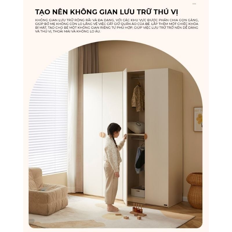 Tủ quần áo trẻ em 4 cánh mở - GP374