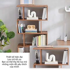 Kệ sách đứng 5 tầng chữ S màu gỗ cháy - GP191