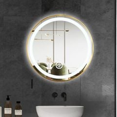 Gương trang điểm tròn treo tường có đèn LED cảm ứng - GP246
