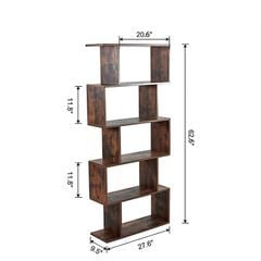 Kệ sách đứng 5 tầng chữ S màu gỗ cháy - GP191