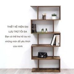Kệ sách đứng 5 tầng chữ S màu gỗ cháy - GP191