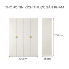 Tủ quần áo trẻ em 4 cánh mở - GP374
