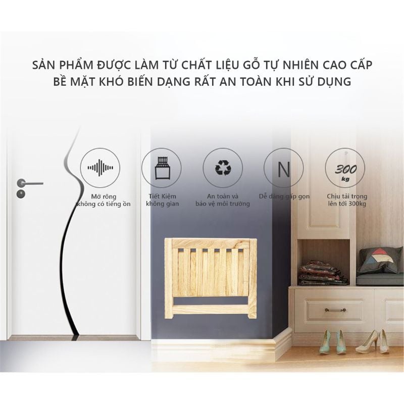 Ghế Gỗ Cao Su Xếp Gọn Treo Tường - GN69