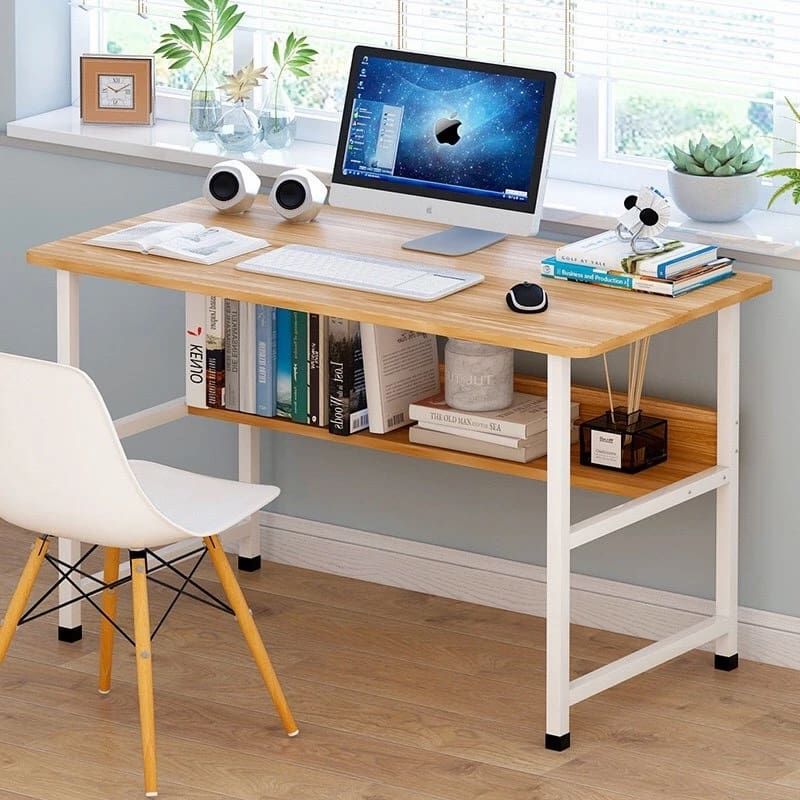 Bàn làm việc NANO có giá lửng để đồ tiện lợi vân óc chó - GM17