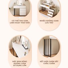 Bàn trang điểm TC chân sắt đen gỗ trắng GM154