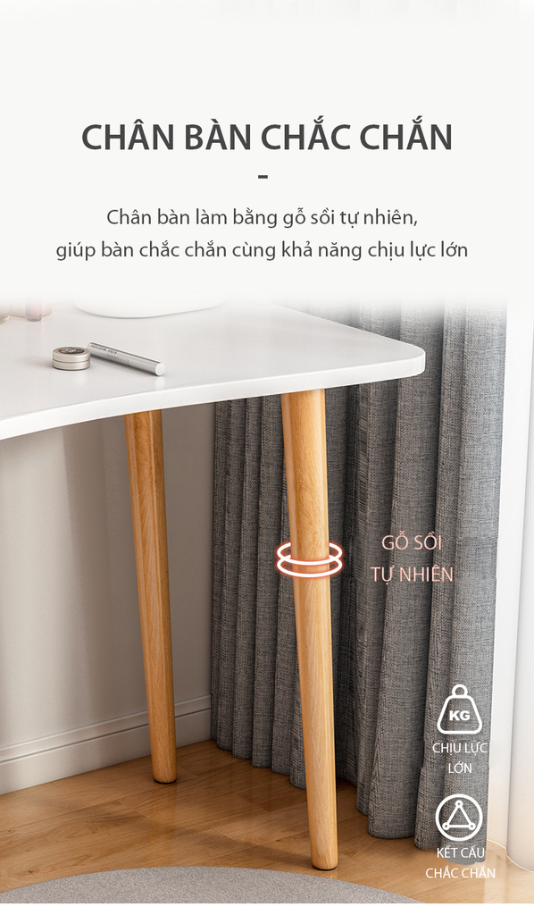 Combo bàn trang điểm GP201.01 trắng và ghế GP138.01 trắng
