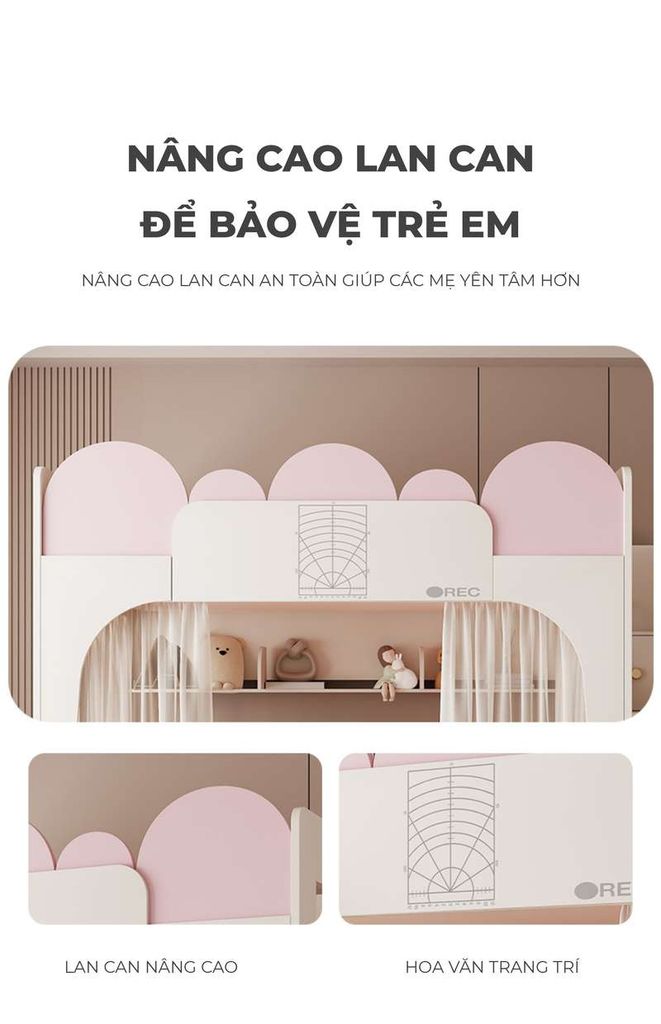 Giường tầng trẻ em, thông minh, phong cách dễ thương, hiện đại - GP360