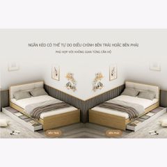 Giường đơn có ngăn kéo vân gỗ trắng 1m6x2m GP239