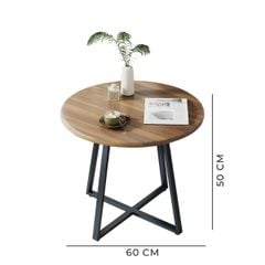 Bàn trà gỗ tròn chân sắt GM85