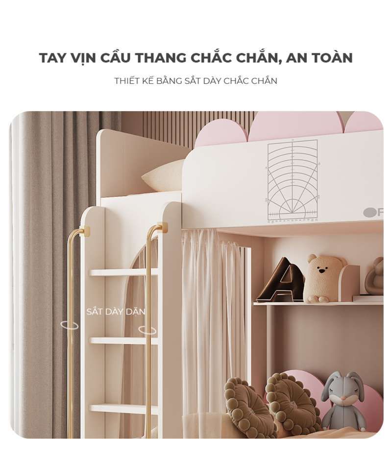 Giường tầng trẻ em, thông minh, phong cách dễ thương, hiện đại - GP360