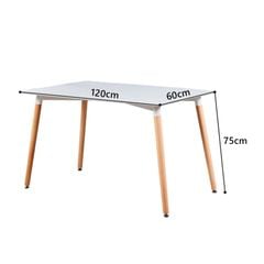 Bàn ăn hình chữ nhật trắng chân gỗ phong cách hiện đại - GP236