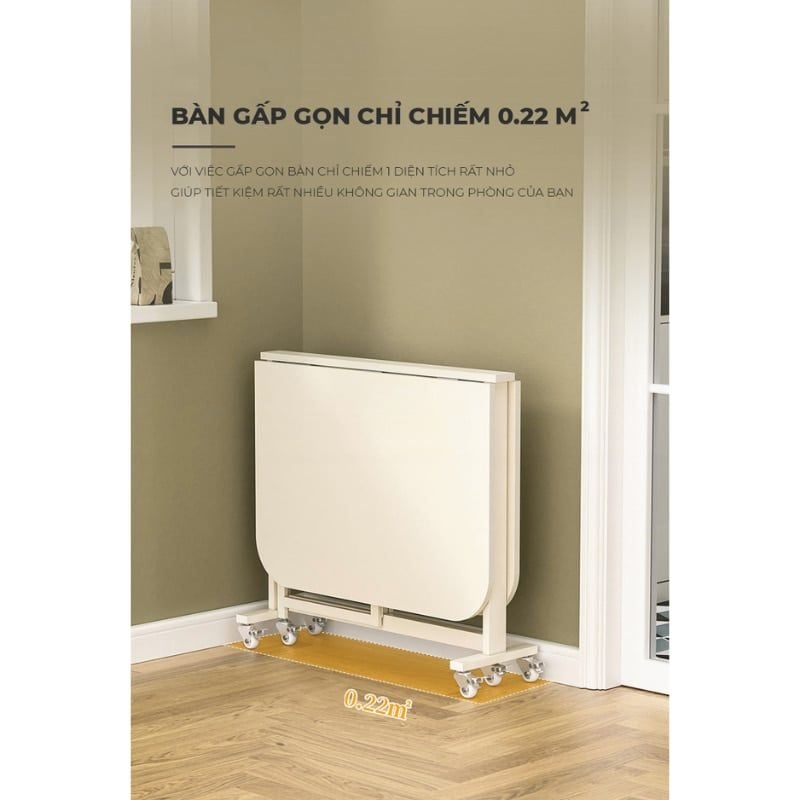 Bàn ăn thông minh gấp gọn full trắng - GM194