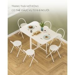 Bàn ăn thông minh gấp gọn full trắng - GM194