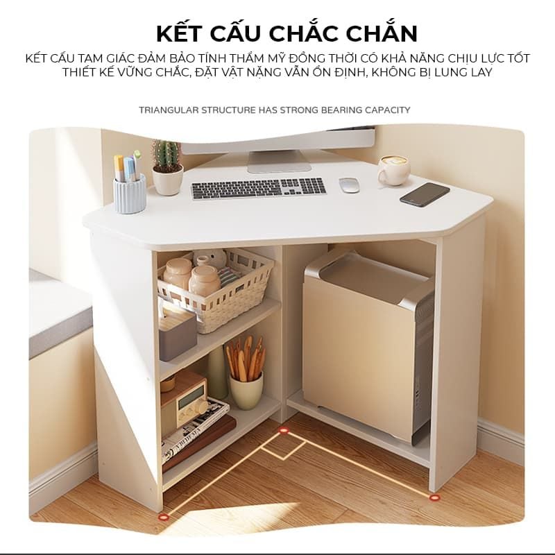 Bàn góc làm việc IGA tiết kiệm không gian kèm kệ sách - GP386
