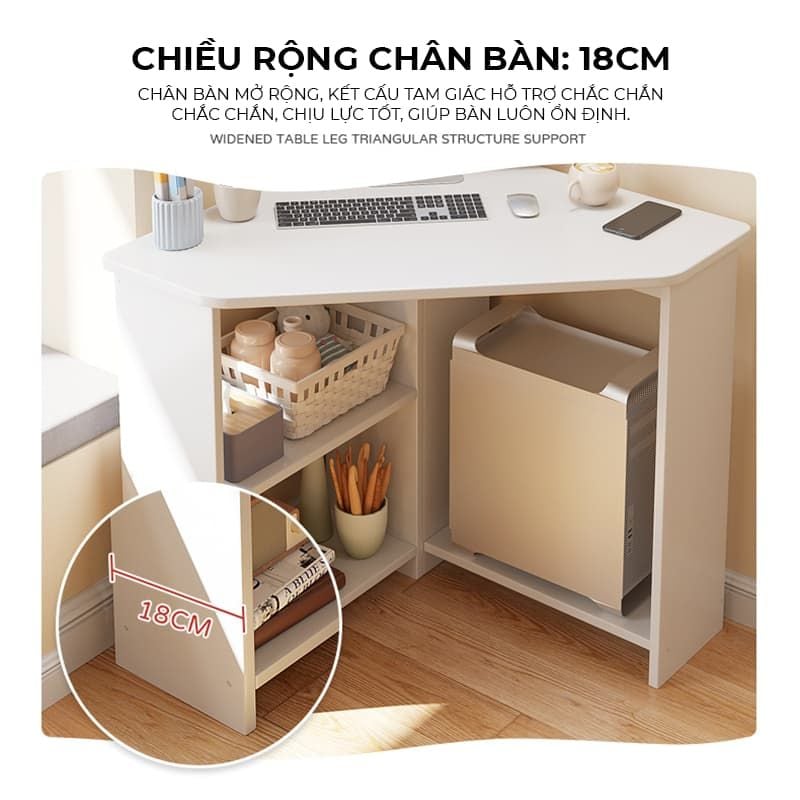Bàn góc làm việc IGA tiết kiệm không gian kèm kệ sách - GP386