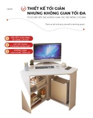 Bàn góc làm việc IGA tiết kiệm không gian kèm kệ sách - GP386