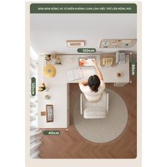 Bàn làm việc kèm tủ để đồ full trắng hiện đại, tiện lợi - GP368