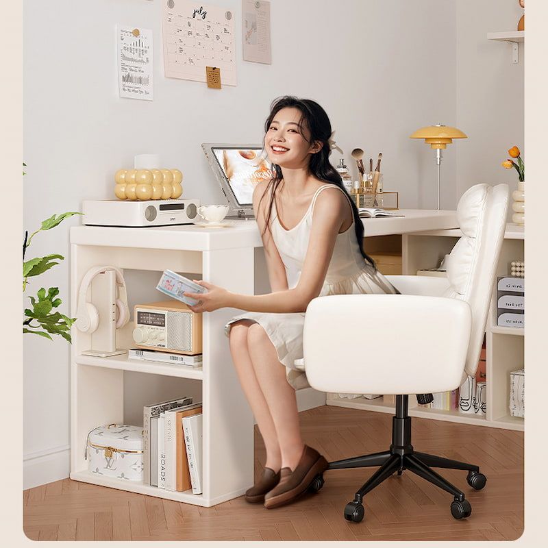 Bàn làm việc kèm tủ để đồ full trắng hiện đại, tiện lợi - GP368