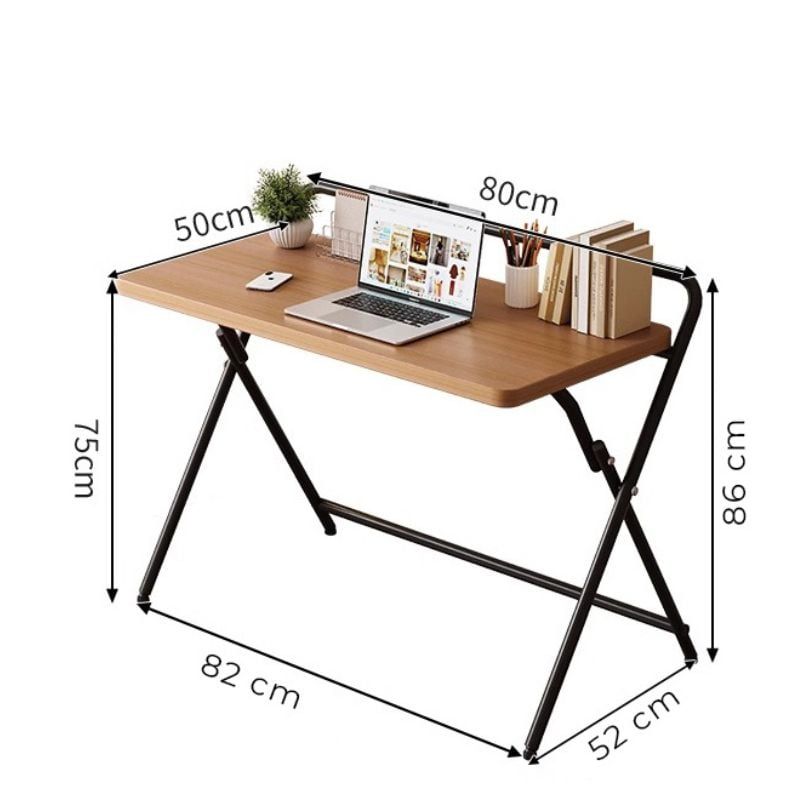 Bàn làm việc gấp gọn khung đen mặt óc chó GM139