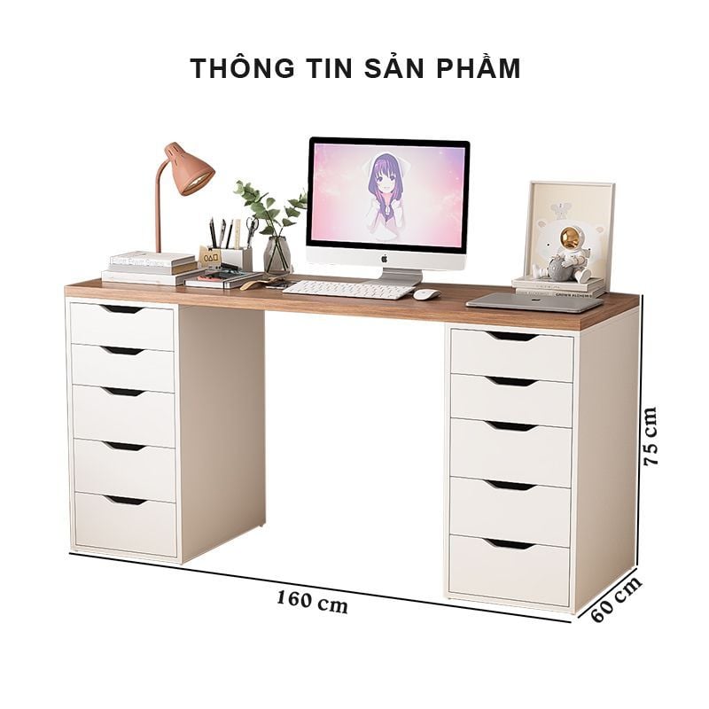 Bàn Làm Việc Hiện Đại Kèm Tủ Đựng Đồ GP313