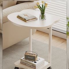 Bàn trà có bánh xe full trắng GM117