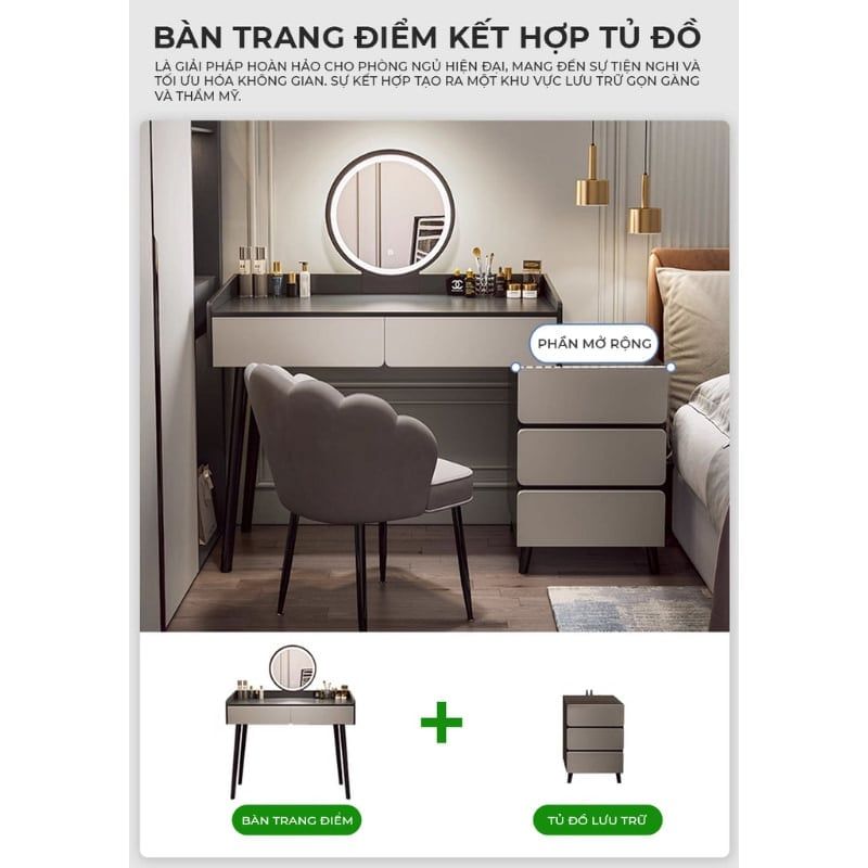 Bàn trang điểm đen trắng hiện đại - GP367
