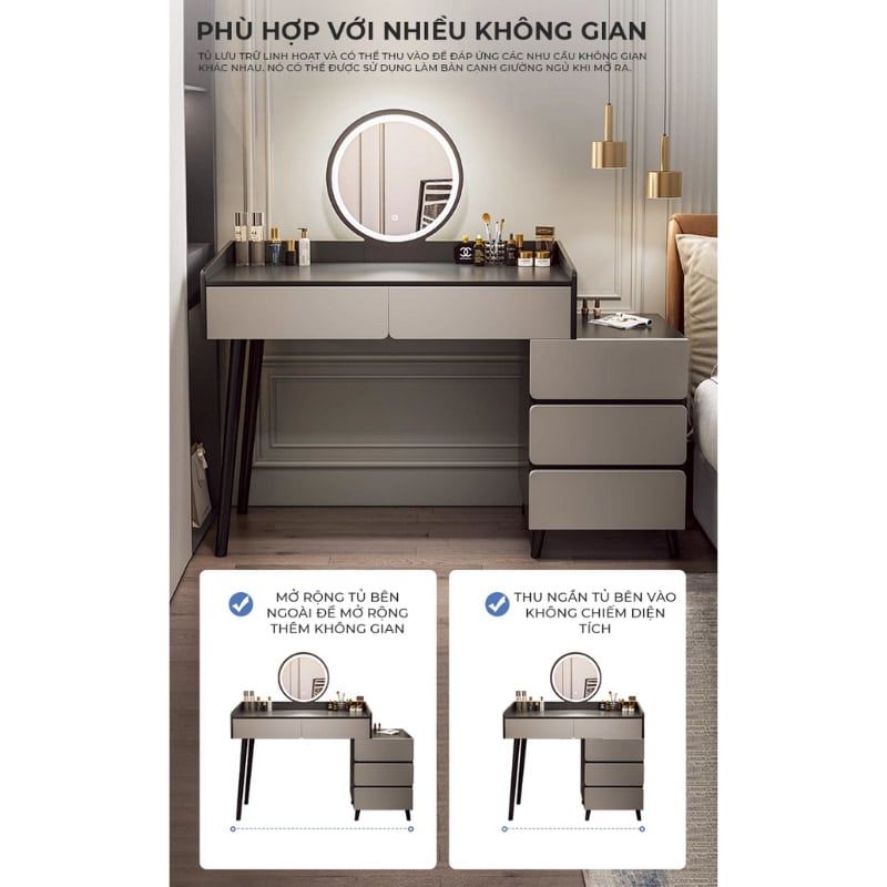 Bàn trang điểm đen trắng hiện đại - GP367