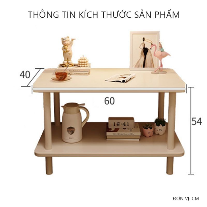 Bàn trà chân sắt 2 tầng trắng - GM143