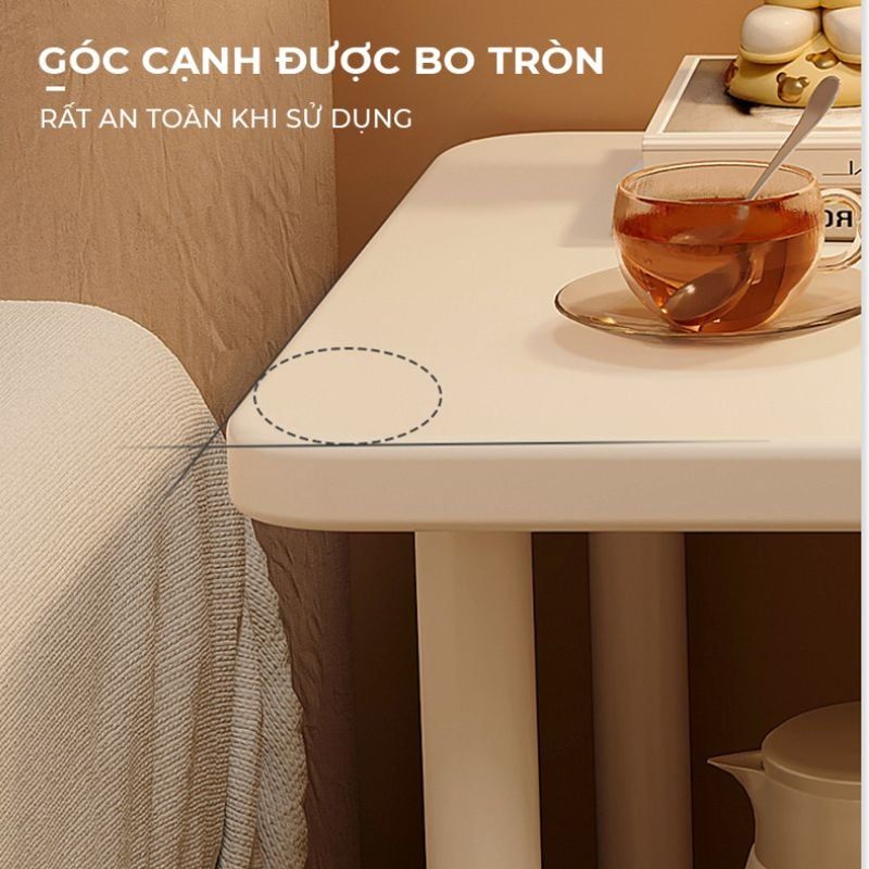 Bàn trà chân sắt 2 tầng trắng - GM143