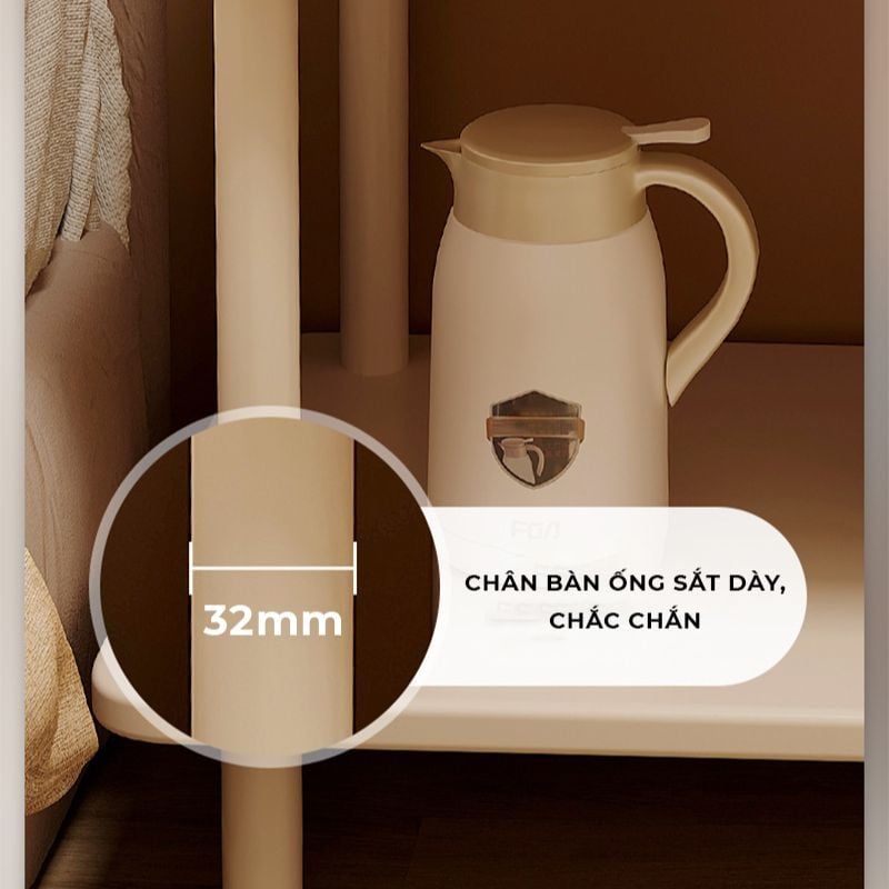 Bàn trà chân sắt 2 tầng trắng - GM143