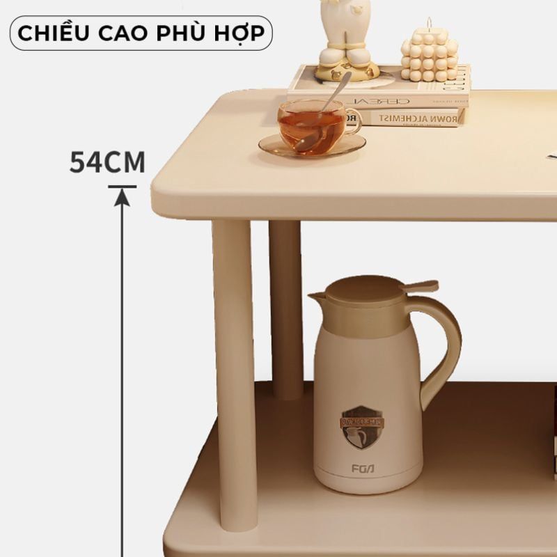 Bàn trà chân sắt 2 tầng trắng - GM143
